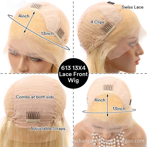 Cheap Raw Cuticle Aligned Hair Frontal Color Bob Wig13X4 13X5 13X6 Lace Front Wig Brazilian Blonde Short Human Hair 613 Bob Wig